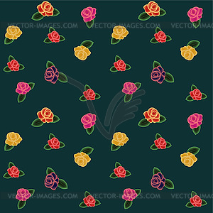 Multicolored roses seamless pattern - vector clipart