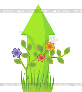 Arrow growth with plants illustration - vector clipart