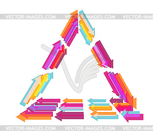 Абстрактный разноцветный треугольник кадр со стрелками - изображение векторного клипарта