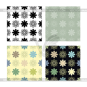 Abstract floral seamless patterns set - vector clip art