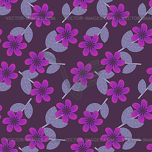 Бесшовные фиолетовый узор цветы - векторное изображение клипарта