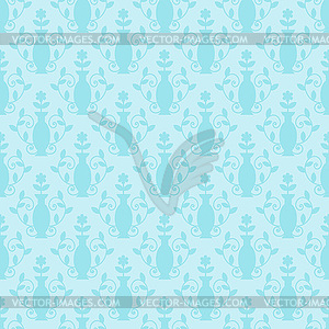 Бесшовные голубой дамасской цветочным узором - изображение в векторе