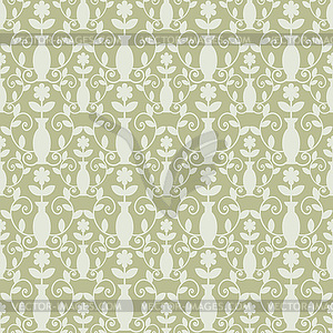 Seamless grey damask background - vector clipart