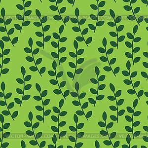 Seamless foliage on green background - vector clipart