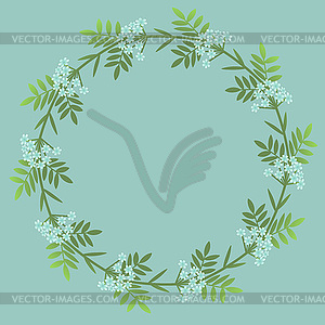 Floral decorative wreath with light blue flowers - vector clip art