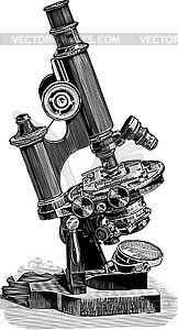 Старинный научный микроскоп - векторный эскиз