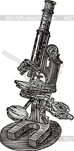 Old scientific microscope - vector clip art