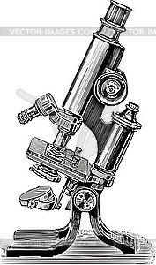 Старинный научный микроскоп - векторное изображение клипарта