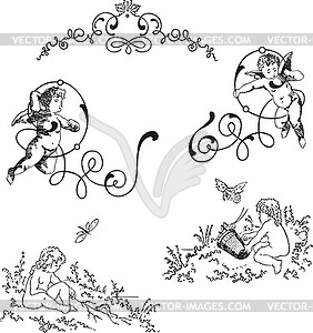 Art nouveau corner vignettes - vector image