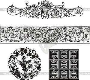 Set of decorative vignettes and patterns - vector clip art