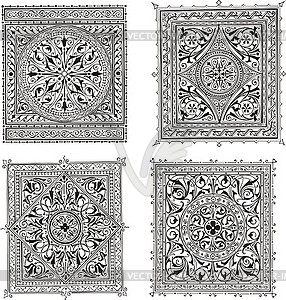 Set of old square decorative patterns - vector clip art