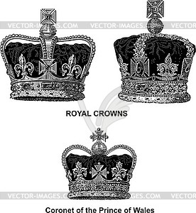 Английские королевские короны - векторный рисунок