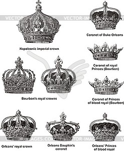 French royal crowns - vector image
