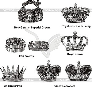 German royal crowns - vector clipart