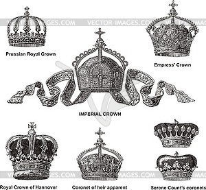 German imperial and royal crowns - vector clipart