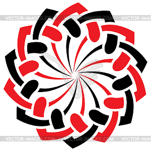 Красный черный круглый орнамент - стоковый векторный клипарт