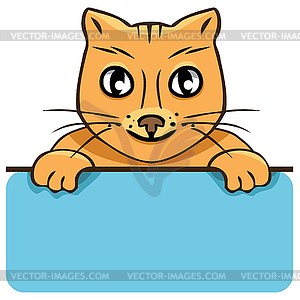 Cartoon cat with poster - vector clip art