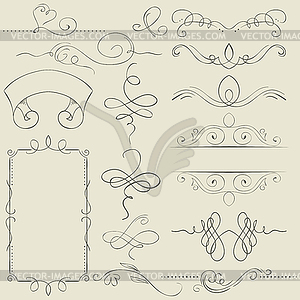 Set. Frames and borders. Hand drawing - vector clip art