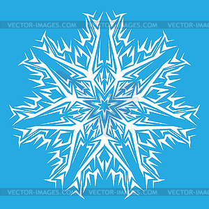 Decorative white snowflakes on blue background - vector image