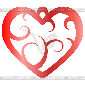 Pendant with red heart pattern - vector clip art