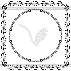  set. square and round decorated frame - vector image