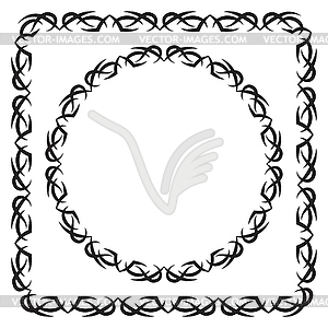  set. square and round decorated frame - vector image