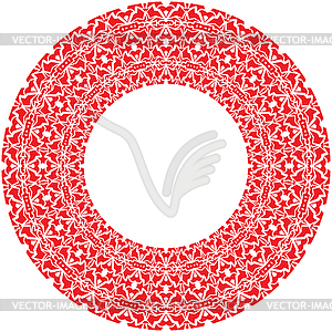 Round thick frame of red ornamentation - vector image