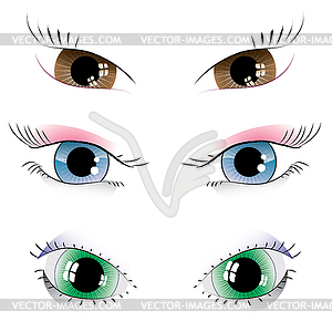Набор разрисованных глаз - изображение в векторном формате
