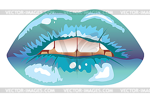 Сексуальные синие замерзшие губы - графика в векторе