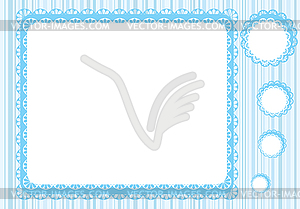 Graphic lace frame in blue tones - vector clip art