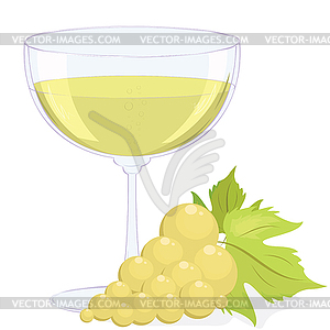 Glass of wine and brush of grapes - vector clip art