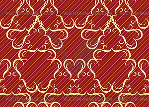 Gold seamless pattern on red background - vector EPS clipart