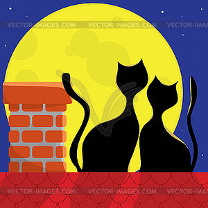 Cats on roof - vector clip art