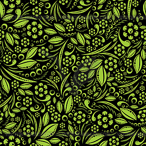 Seamless wallpaper. Green vegetation repeating pattern - vector image