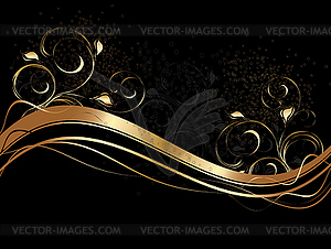 Abstract waves with floral ornament - vector EPS clipart