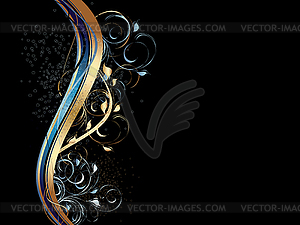 Abstract waves with floral ornament - color vector clipart