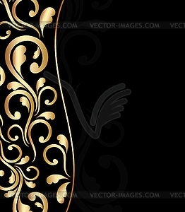 Black bacground with floral ornament - vector clipart