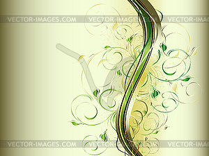 Abstract waves with floral ornament - vector image