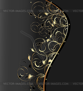 Black background with floral ornament - vector image