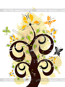 Grunge floral ornament - vector clipart