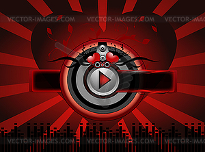 Red music background - vector image