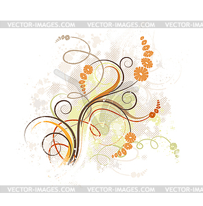 Grunge floral background - vector image