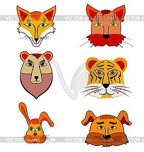 Set of cartoon animals - vector image