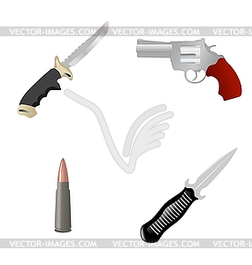 The set of different items of weapon - vector clipart