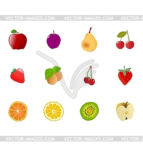 Big set of different fruits - vector clip art