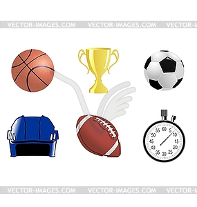 Set of sport related objects - vector clip art