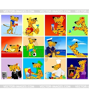 Set of situations with funny cartoon character - vector clipart