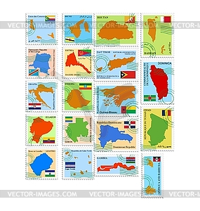 Set of stamps with different countries - vector EPS clipart