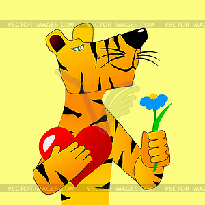 Tiger in love - vector clipart