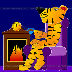 Tiger rests - vector image